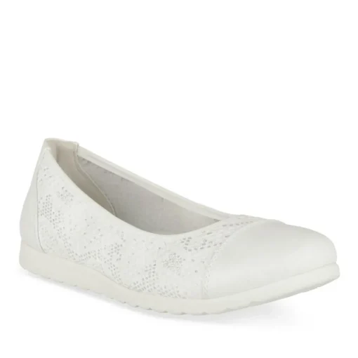 Ballerines Confort BLANC Femme Motif Uni A Enfiler