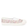 Ballerines Toile BLANC Fille Motif Fleuri A Enfiler