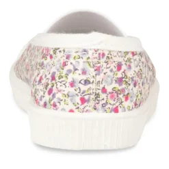 Ballerines Toile BLANC Fille Motif Fleuri A Enfiler