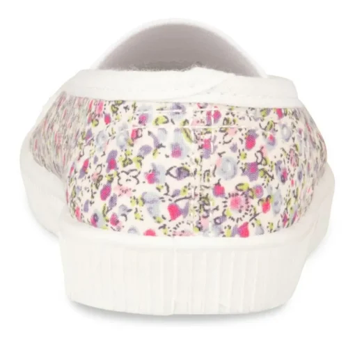 Ballerines Toile BLANC Fille Motif Fleuri A Enfiler