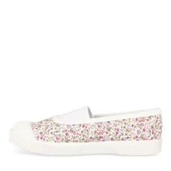 Ballerines Toile BLANC Fille Motif Fleuri A Enfiler