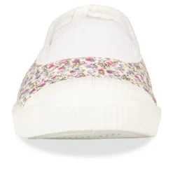 Ballerines Toile BLANC Fille Motif Fleuri A Enfiler
