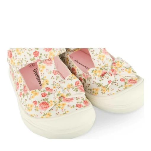 Baskets Babies BLANC Fille Motif Fleuri Scratch