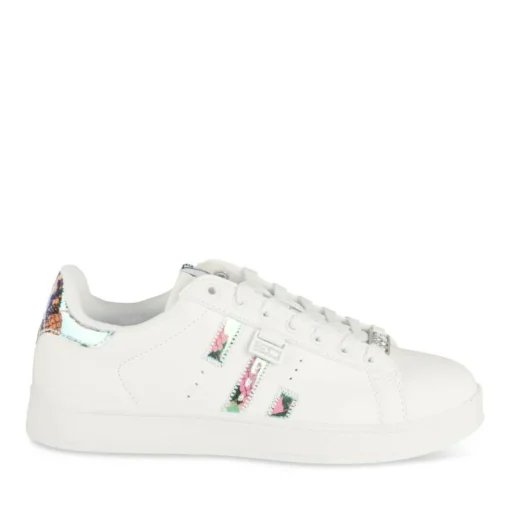 Baskets BLANC Femme Motif Uni Lacets