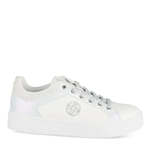 Baskets BLANC Femme Motif Uni Lacets