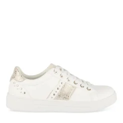 Baskets BLANC Femme Motif Animal Lacets
