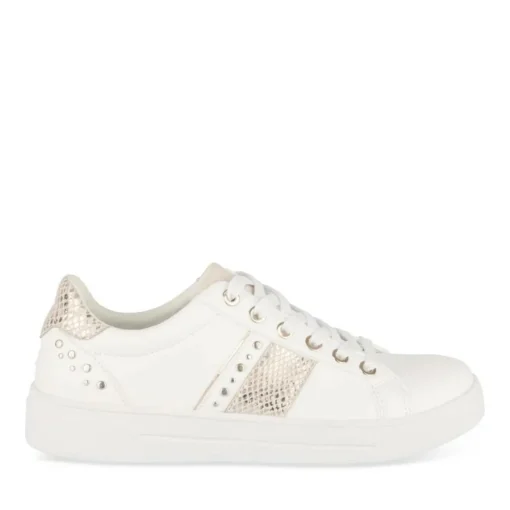Baskets BLANC Femme Motif Animal Lacets