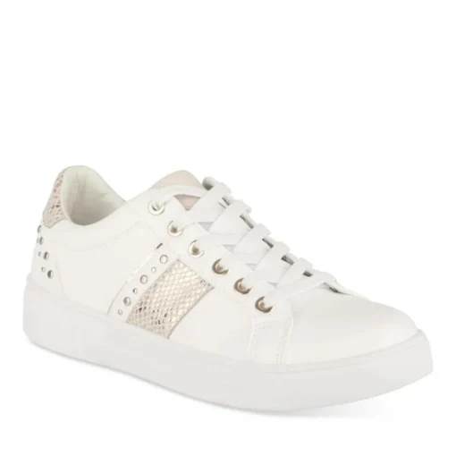 Baskets BLANC Femme Motif Animal Lacets