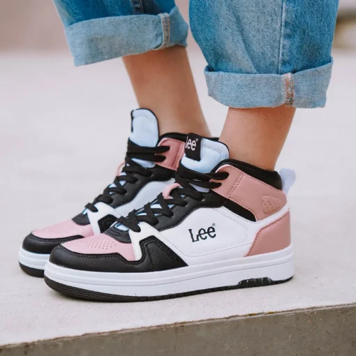 Baskets Montante NOIR Femme Motif Uni Lacets
