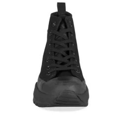 Baskets Montante NOIR Femme Motif Uni Lacets