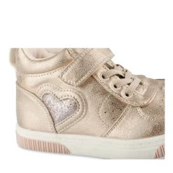 Baskets Montante ROSE Fille Motif Coeurs Scratch
