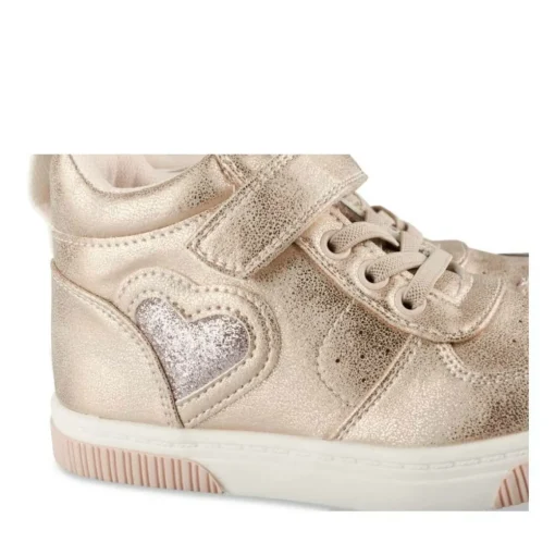 Baskets Montante ROSE Fille Motif Coeurs Scratch