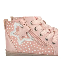 Baskets Montante ROSE Fille Motif Etoiles Lacets