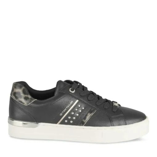 Baskets NOIR Femme Motif Uni Lacets
