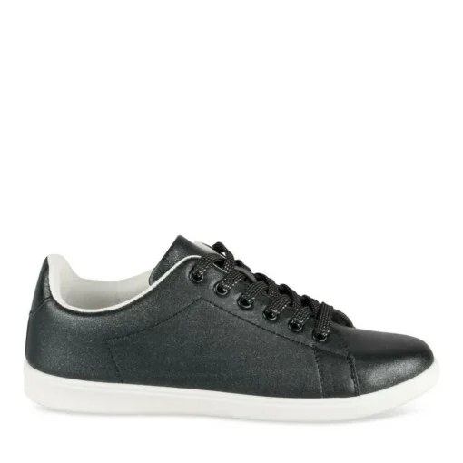 Baskets NOIR Femme Motif Iridescent Lacets
