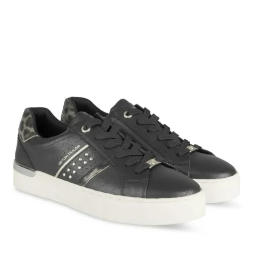 Baskets NOIR Femme Motif Uni Lacets