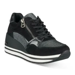 Baskets NOIR Femme Motif Paillettes Lacets