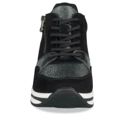Baskets NOIR Femme Motif Paillettes Lacets