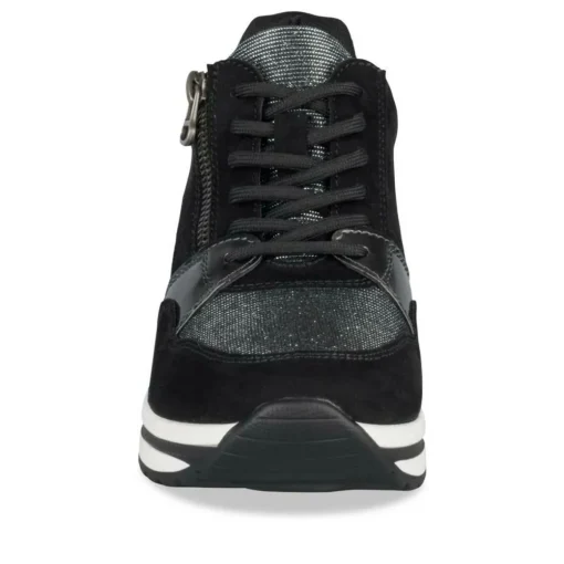 Baskets NOIR Femme Motif Paillettes Lacets
