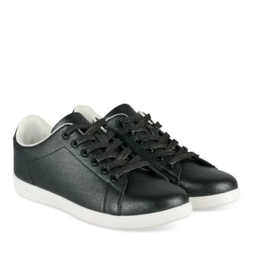 Baskets NOIR Femme Motif Iridescent Lacets