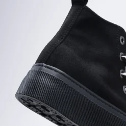 Baskets NOIR Femme Motif Uni Lacets
