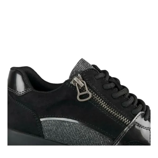 Baskets NOIR Femme Motif Paillettes Lacets