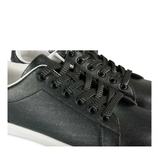Baskets NOIR Femme Motif Iridescent Lacets