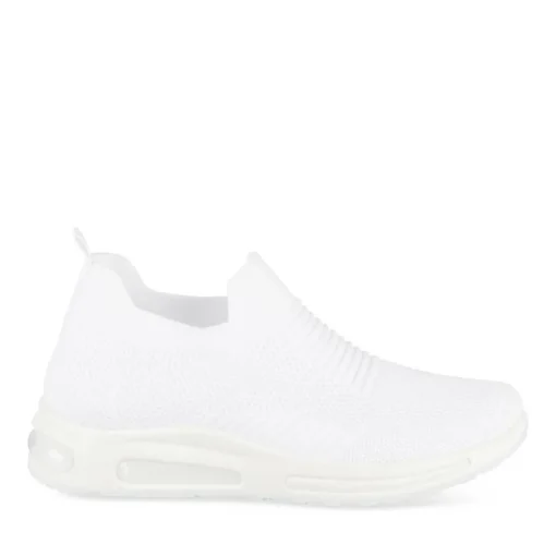 Baskets Running BLANC Femme Motif Uni A Enfiler
