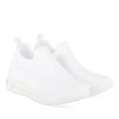 Baskets Running BLANC Femme Motif Uni A Enfiler