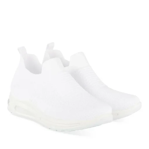 Baskets Running BLANC Femme Motif Uni A Enfiler