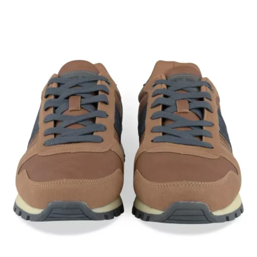 Baskets Running MARRON Homme Motif Uni Lacets