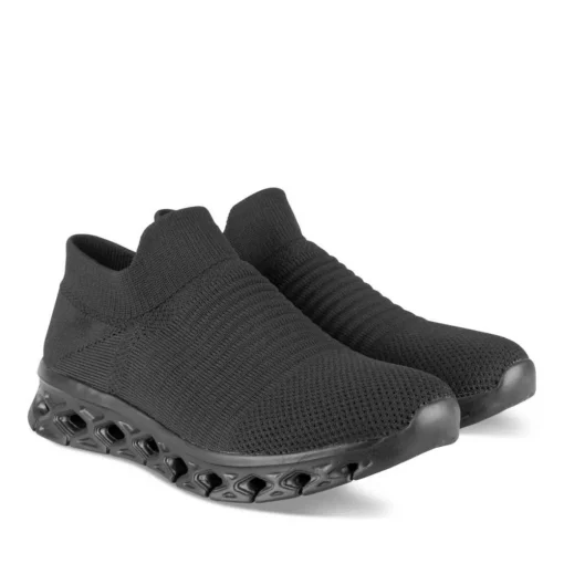 Baskets Running NOIR Femme Motif Uni A Enfiler