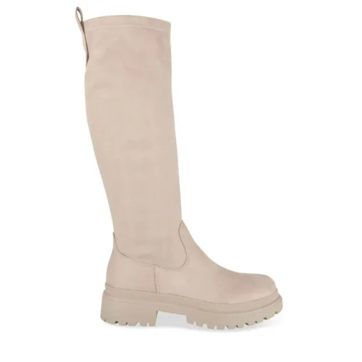 Bottes BEIGE Femme Motif Uni Fermeture éclair