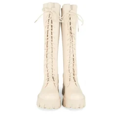 Bottes BEIGE Femme Motif Uni Lacets