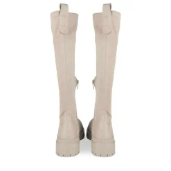 Bottes BEIGE Femme Motif Uni Fermeture éclair