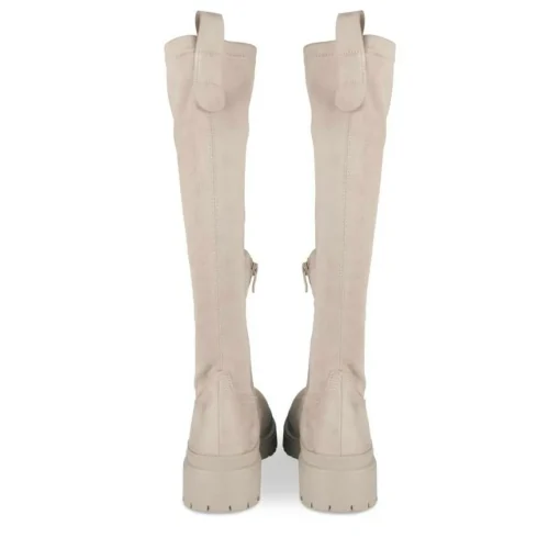 Bottes BEIGE Femme Motif Uni Fermeture éclair