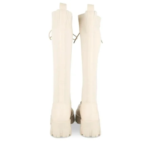 Bottes BEIGE Femme Motif Uni Lacets