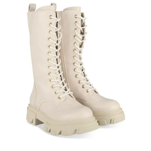 Bottes BEIGE Fille Motif Uni Lacets
