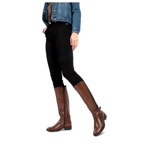 Bottes COGNAC Femme CUIR Motif Uni Fermeture éclair