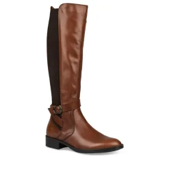 Bottes COGNAC Femme CUIR Motif Uni Fermeture éclair
