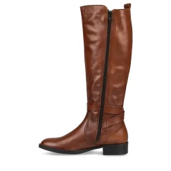 Bottes COGNAC Femme CUIR Motif Uni Fermeture éclair