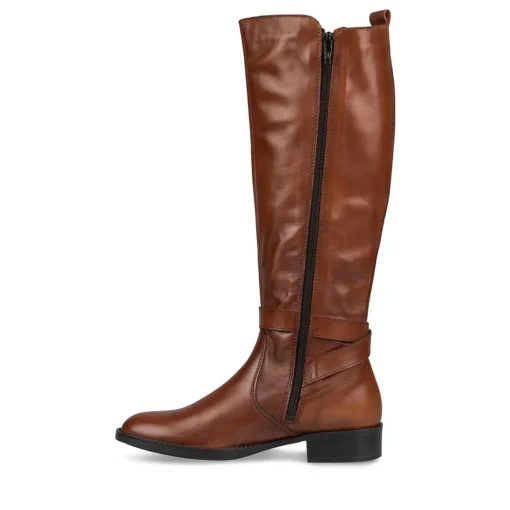 Bottes COGNAC Femme CUIR Motif Uni Fermeture éclair