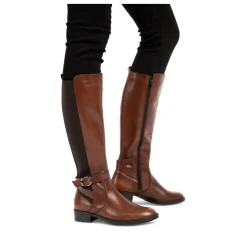 Bottes COGNAC Femme CUIR Motif Uni Fermeture éclair