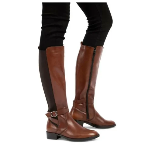 Bottes COGNAC Femme CUIR Motif Uni Fermeture éclair