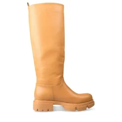 Bottes COGNAC Femme Motif Uni A Enfiler