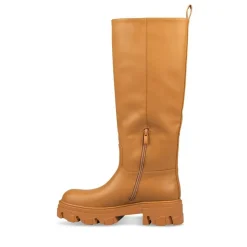 Bottes COGNAC Femme Motif Uni A Enfiler