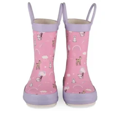 Bottes De Pluie ROSE Fille Motif Animal A Enfiler