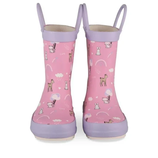 Bottes De Pluie ROSE Fille Motif Animal A Enfiler