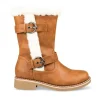 Bottes Fourré MARRON Fille Motif Uni Fermeture éclair