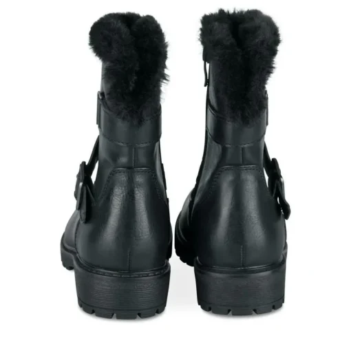 Bottes Fourré NOIR Fille Motif Fausse Fourrure Fermeture éclair